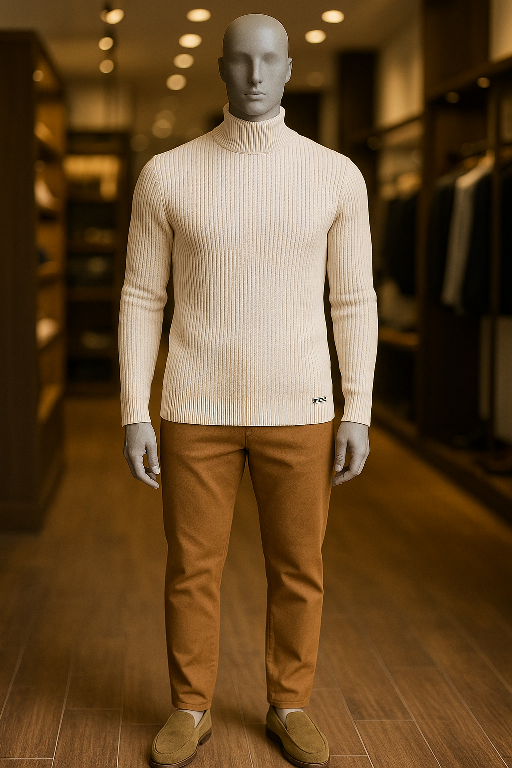 SUETER GOLA ALTA CREME