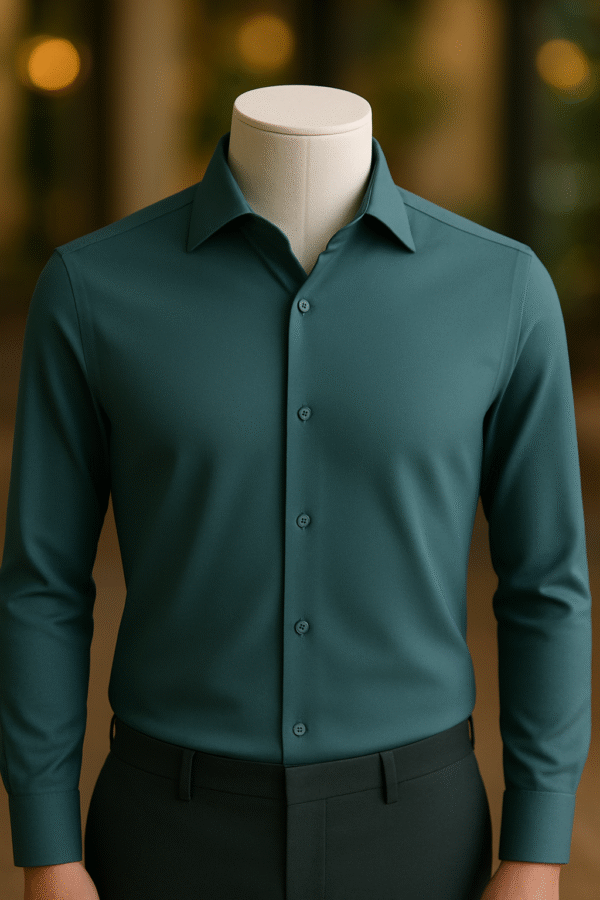 CAMISA SOCIAL MANGA LONGA FIBRA DE BAMBU VERDE