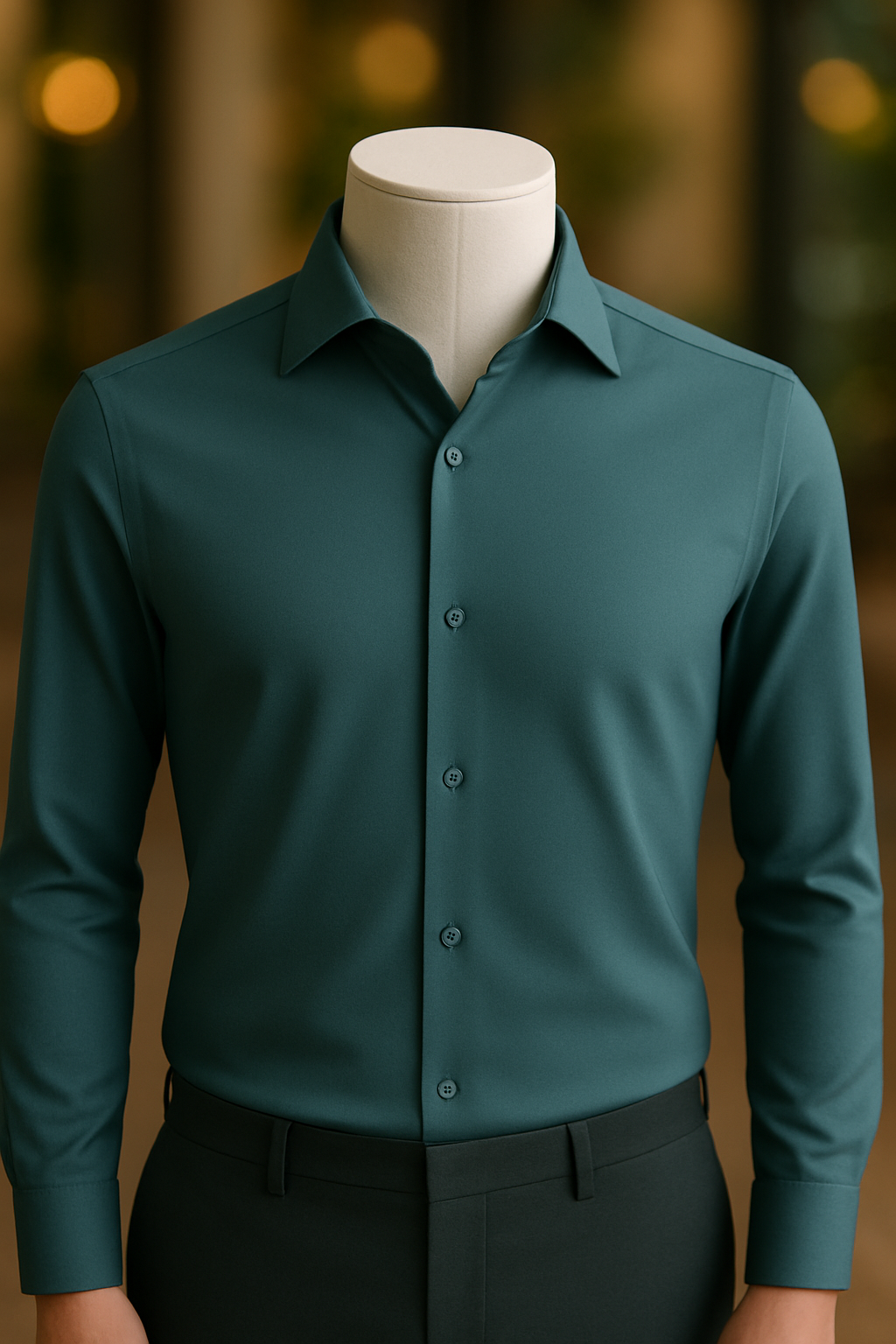 CAMISA SOCIAL MANGA LONGA FIBRA DE BAMBU VERDE